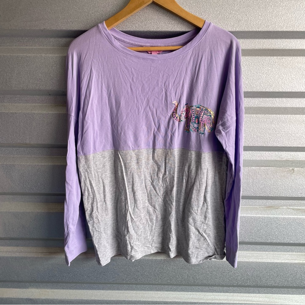 Lilly Pulitzer Finn crew Lavender And Gray Elephant Shirt